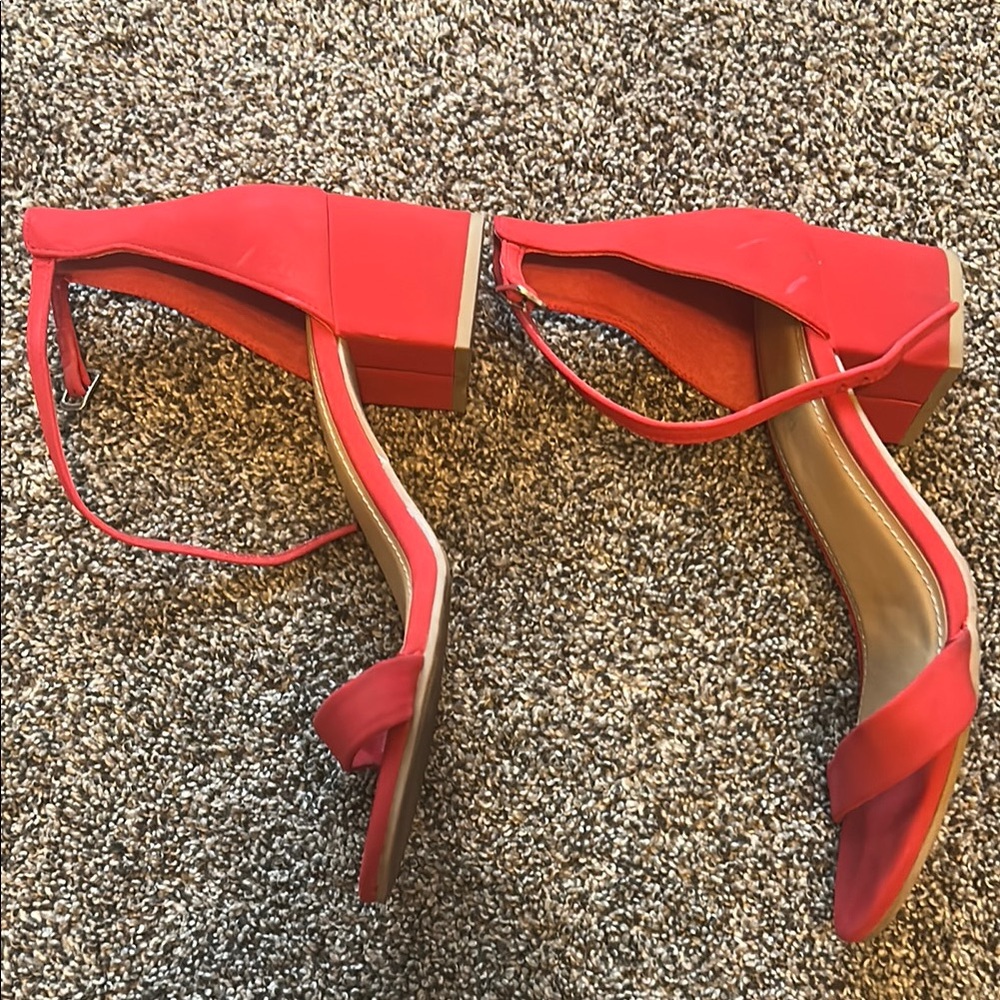 Cityclassified Red Heeled Sandals with Ankle Strap - Picture 3 of 4